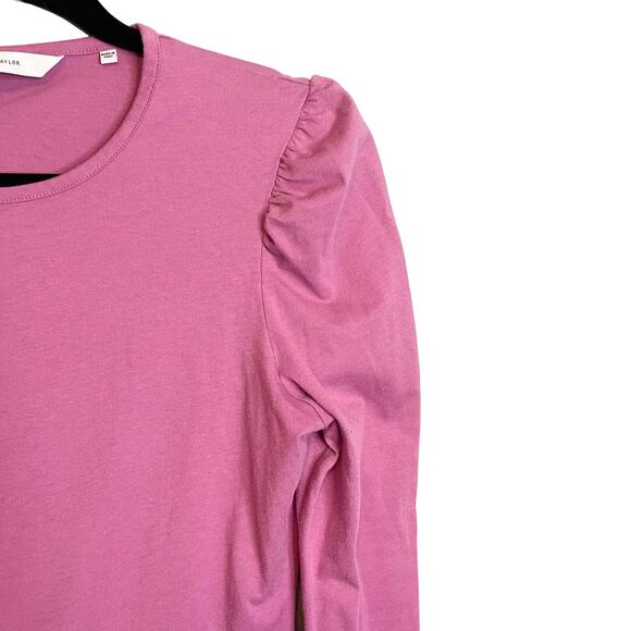 Rebecca Taylor Purple womens Ruched Long Sleeve Shoulder Knit Top Medium - Picture 9 of 16